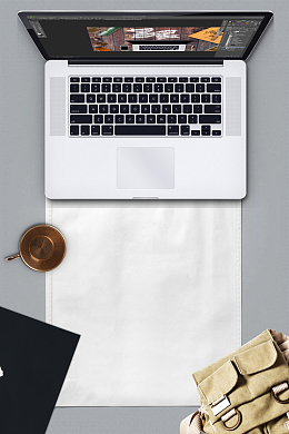 办公电脑桌文具摆设场景设计