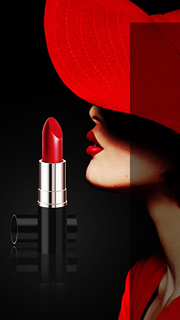 商务漂亮女人化妆口红H5背景