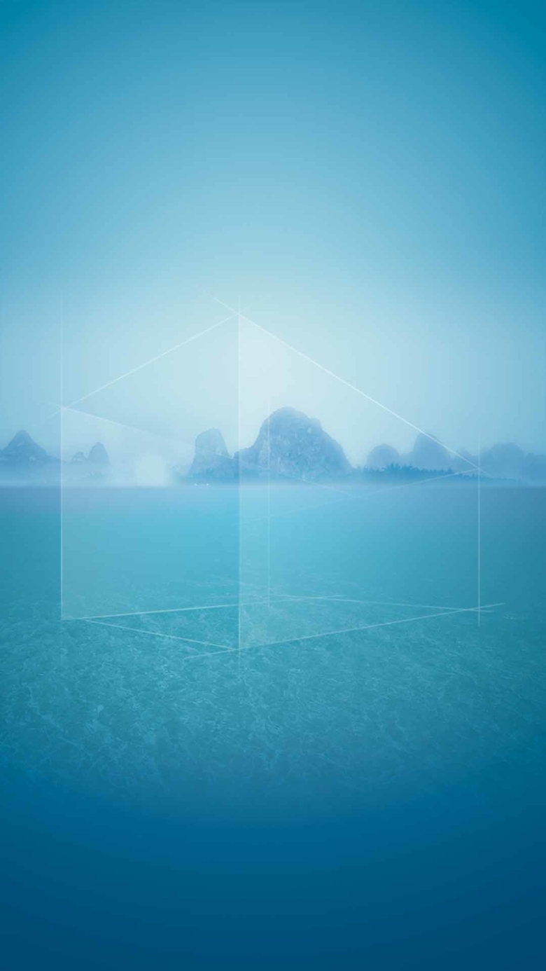 空间几何青色天蓝色h5背景素材