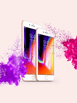 粉色清新水粉泼墨iPhone手机促销