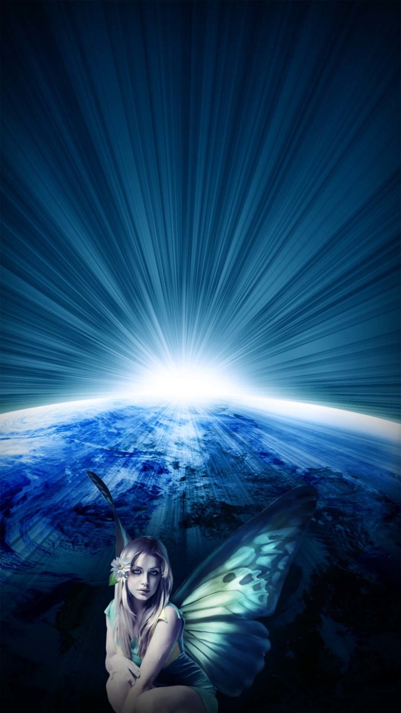 蓝色渐变光束科幻美女h5背景