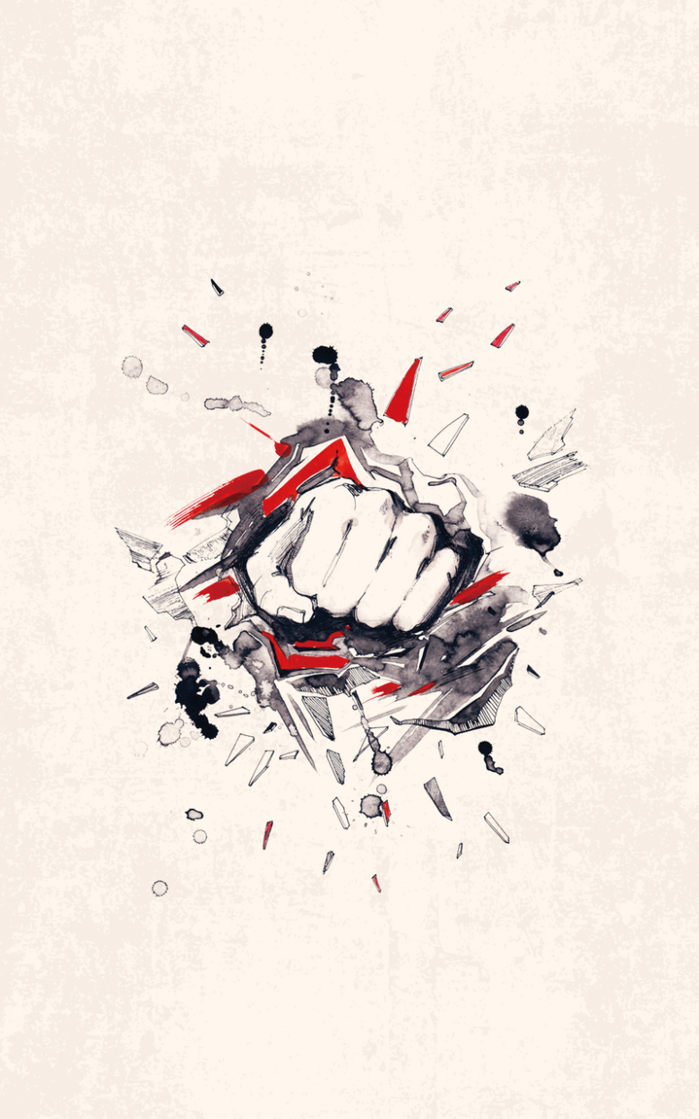 简约创意拳头奋斗水墨线条背景素材