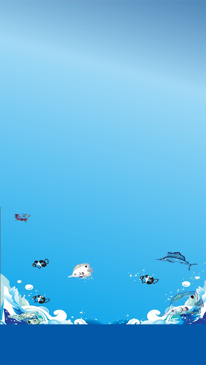 蓝色清新海洋动物背景