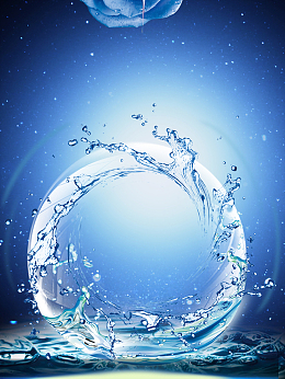 蓝色海水气泡海洋水珠背景素材