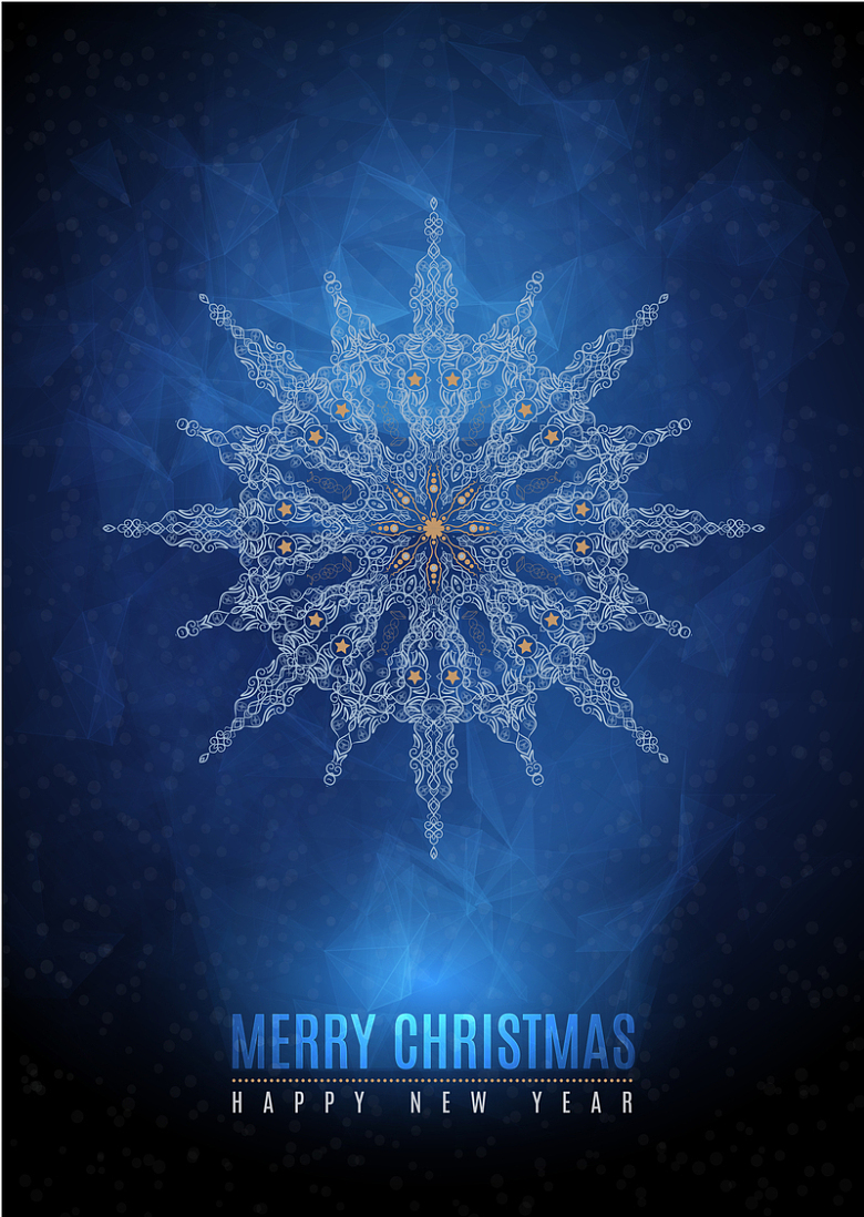 蓝色唯美大雪花圣诞节背景素材