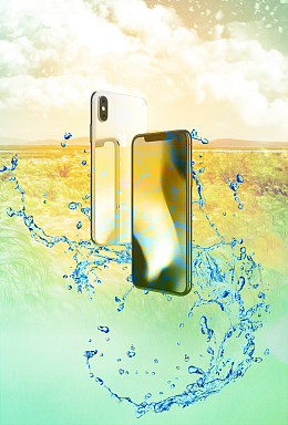 iphoneX金色田园海报背景图