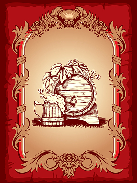 红色奢华宫廷晚宴复古菜单背景矢量素材