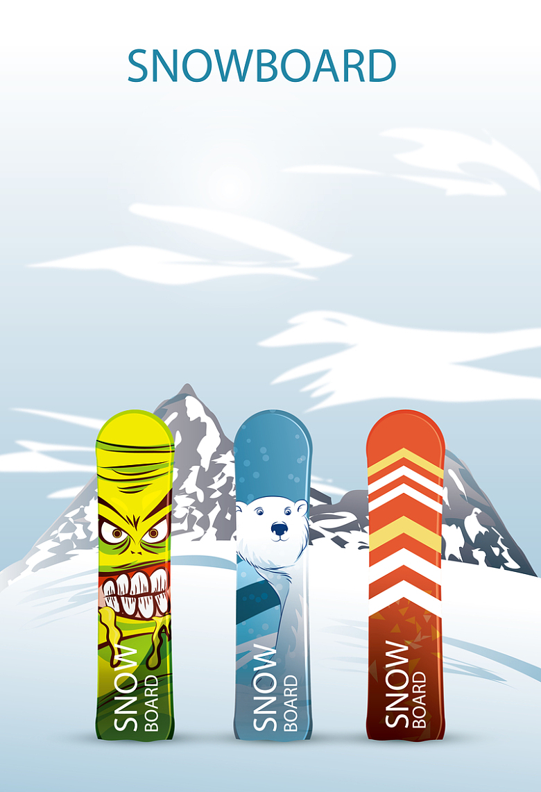 冬日滑雪滑雪板海报背景素材