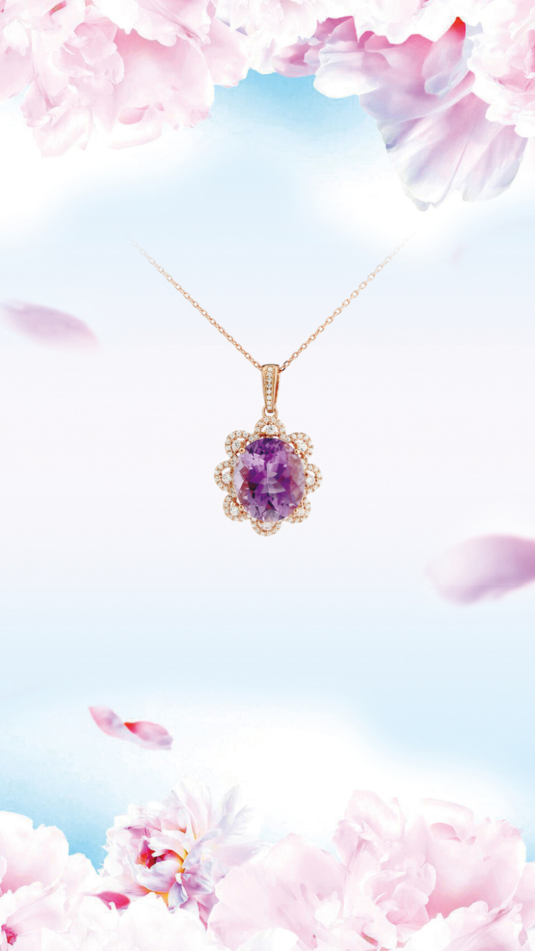 粉色花朵奢华项链妇女节主题h5背景