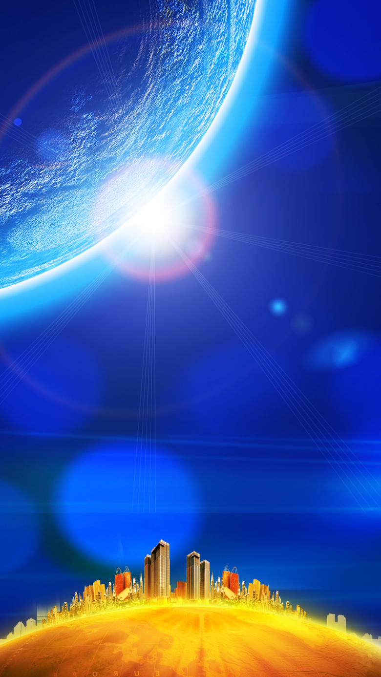 蓝色科技星球城市h5背景