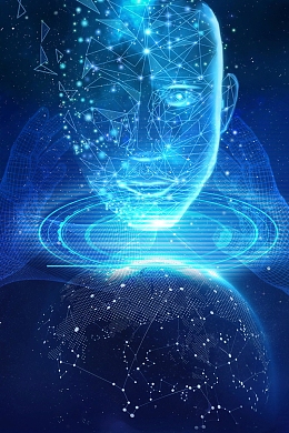 蓝色人脸识别生物技术科技PSD素材