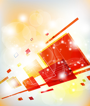 暖色调橙红方块几何动感科技背景