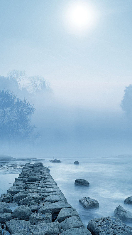 大气石桥青色h5背景