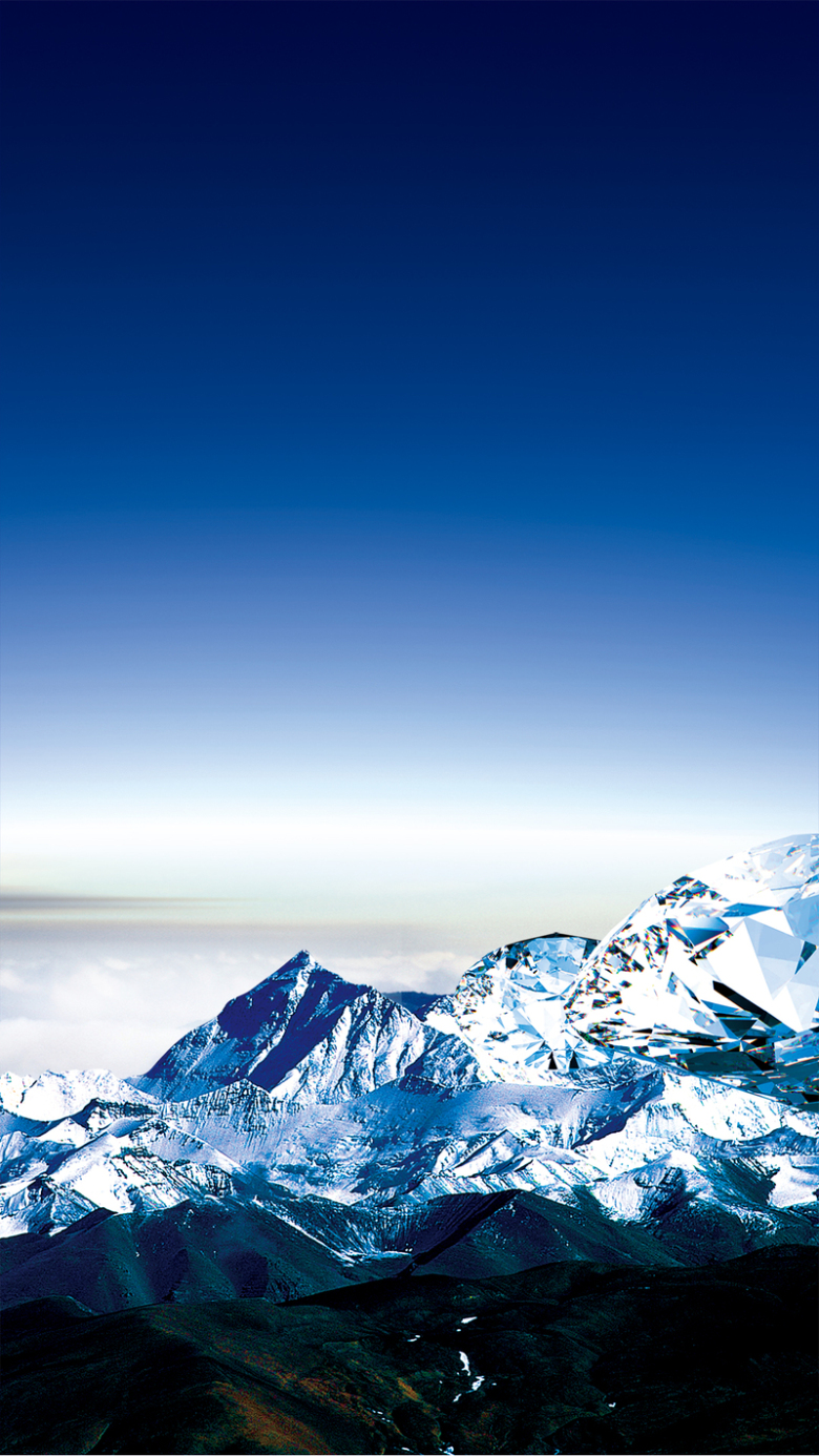 大气蓝色渐变雪山钻石h5背景素材