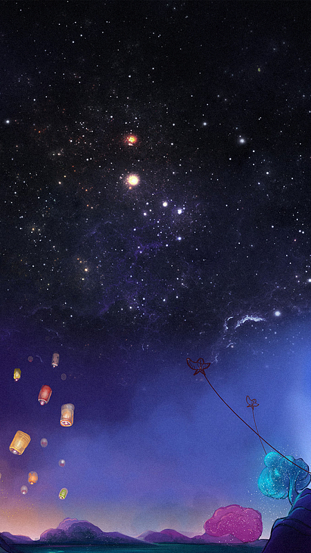孔明灯星空背景素材图片-孔明灯星空背景图片下载-觅元素