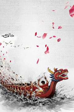 彩色创意龙舟舞动节日端午花瓣背景素材