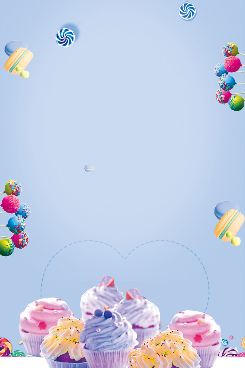 你好八月手绘小清新甜品店psd分层背景免抠素材免费下载 觅元素51yuansu Com