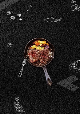 创意牛排美食海报设计