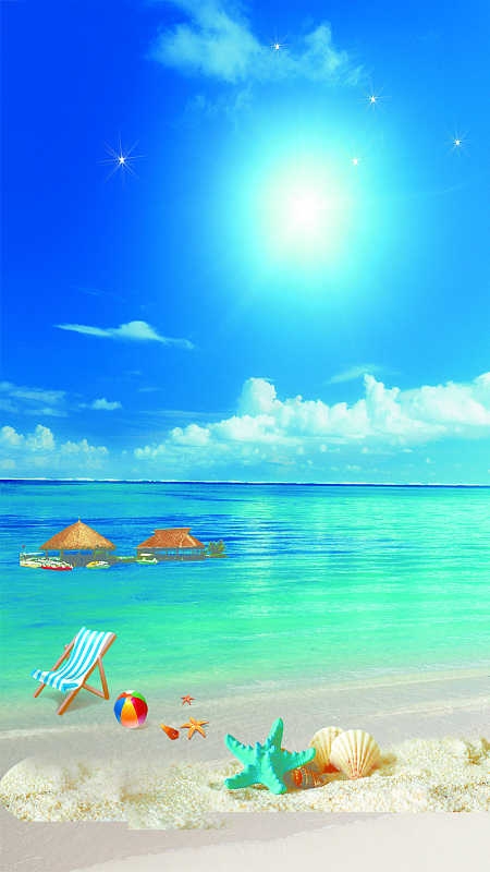 蓝色海洋沙滩背景psdjpg海岛派对旅行主题背景psdjpg梦幻沙滩钢琴海报