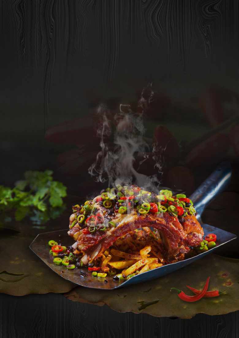 黑色大气中国美食海报背景素材