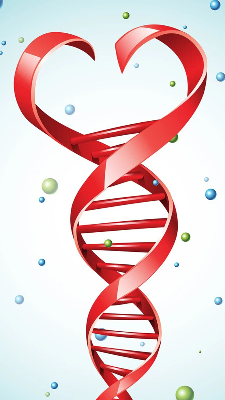 红色清新DNA结构图H5背景元素