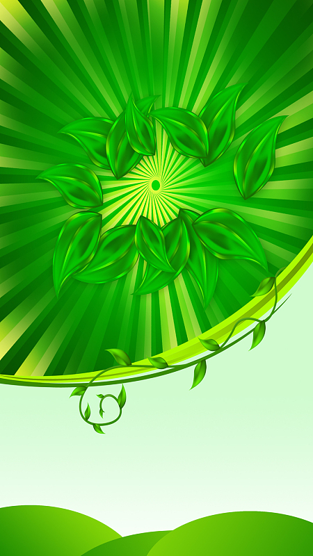 绿色树叶简约商务商品优惠h5背景