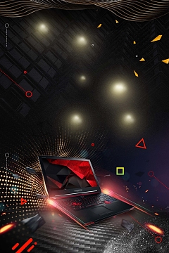 黑色质感创意电脑科技海报背景