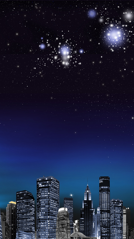 蓝色城市星光h5背景