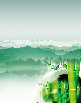 简约山间翠绿竹子企业文化海报背景