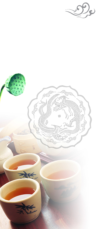 中国龙茶文化茶楼开业海报背景