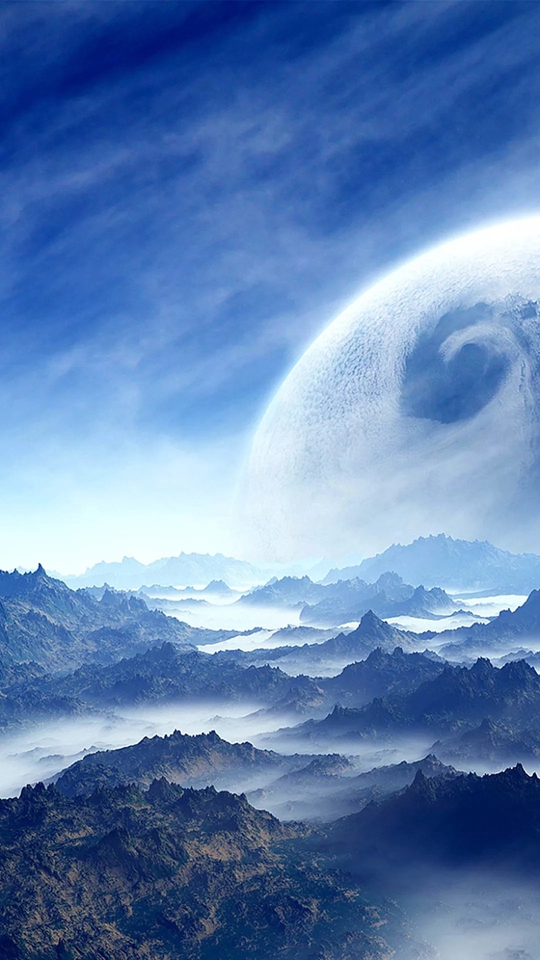 科幻蓝色天空风景h5背景