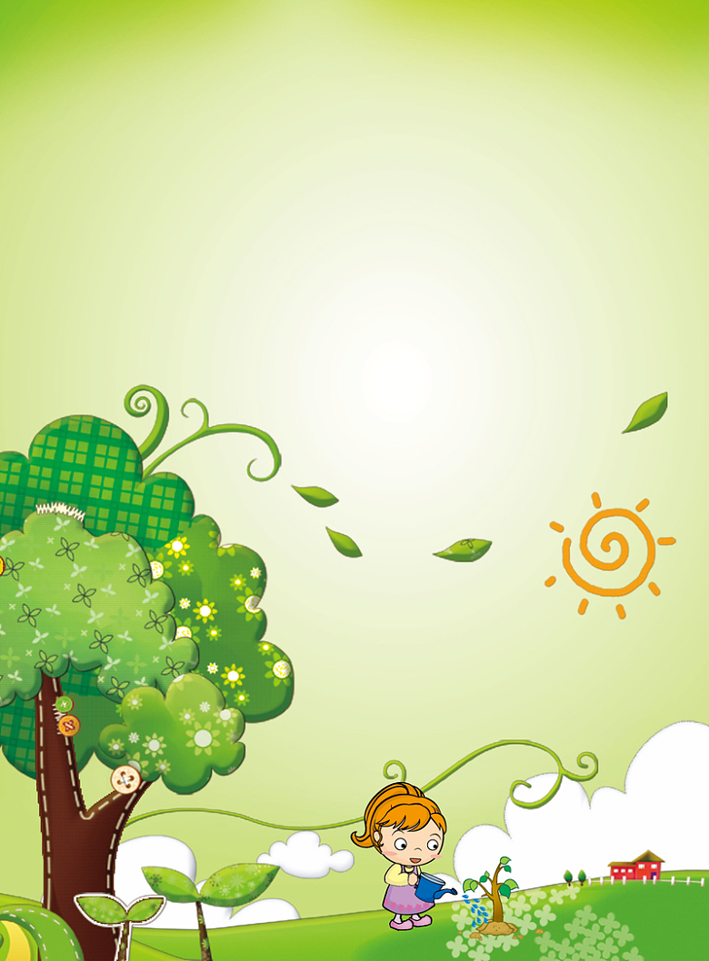 绿色卡通3.12植树节海报背景素材