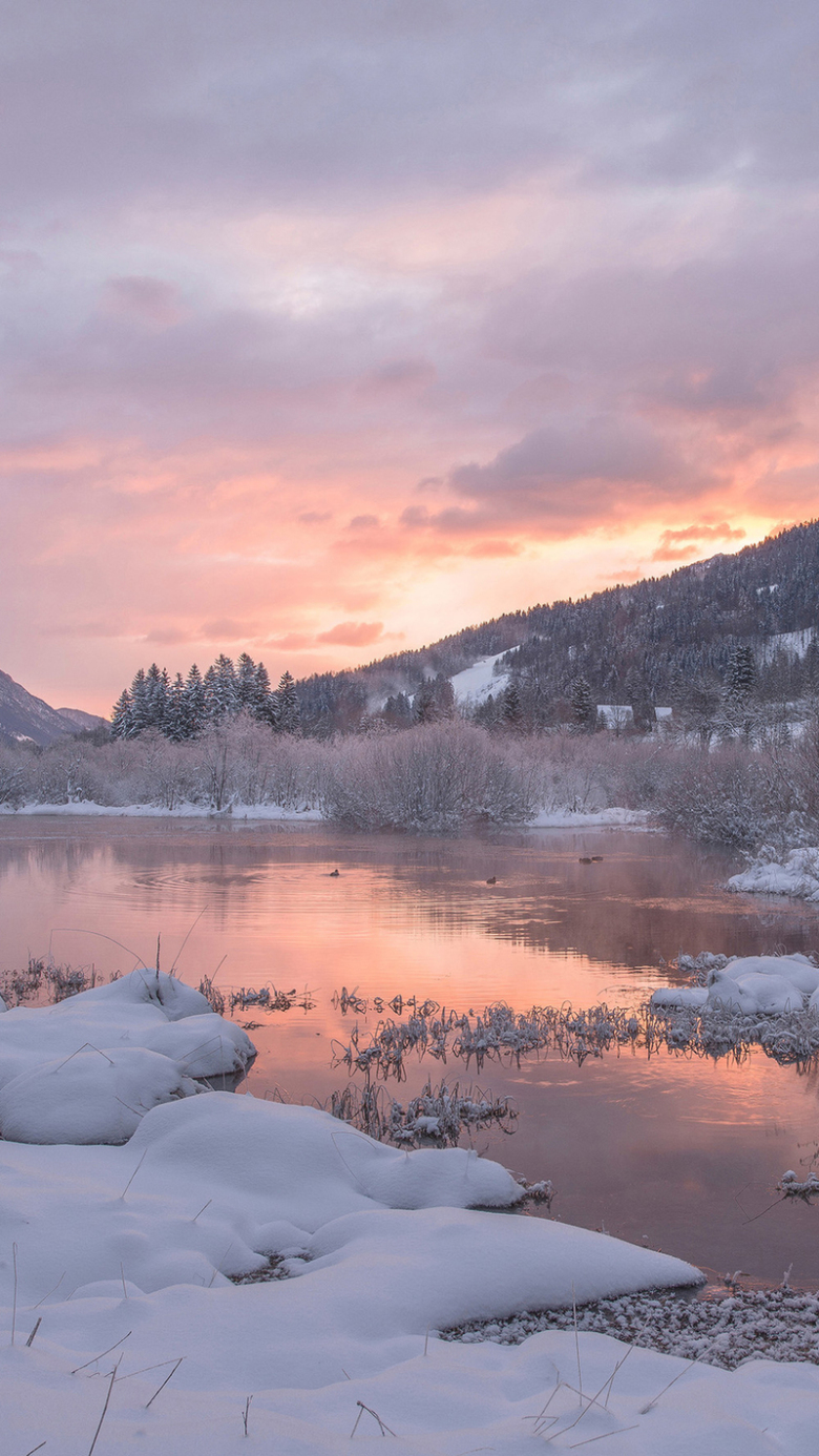 简约朦胧雪景手机端h5背景
