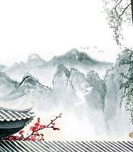 清明节中国风远山广告背景