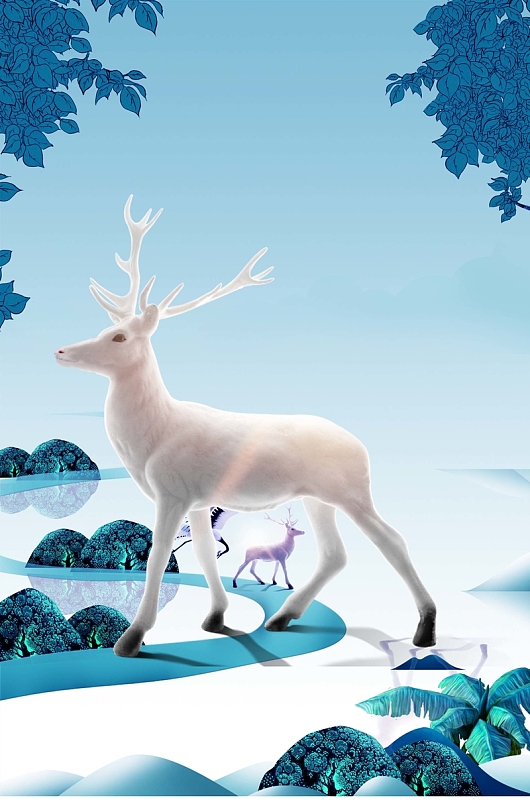 仙鹿背景素材图片-仙鹿背景图片下载-觅元素