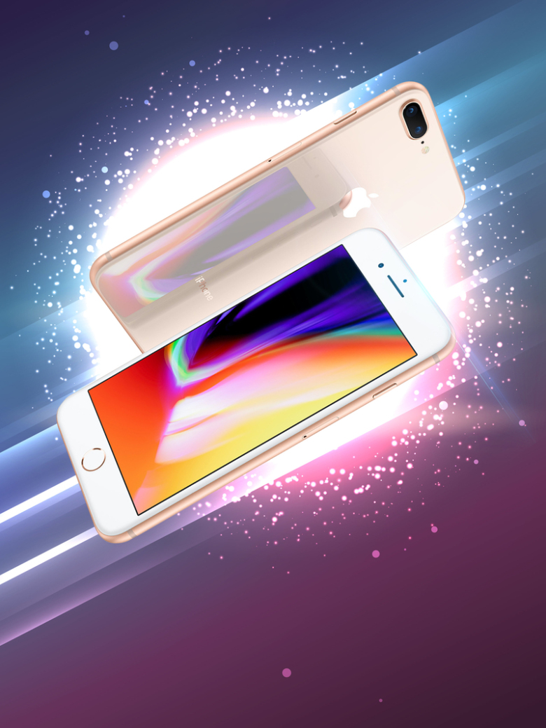 绚丽光束苹果8预售宣传海报背景psd