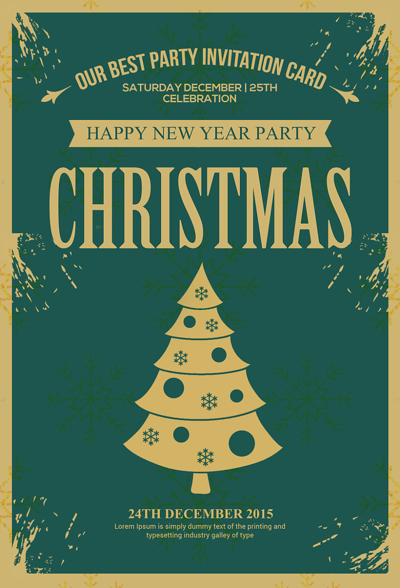 墨绿色金色圣诞树圣诞节海报背景