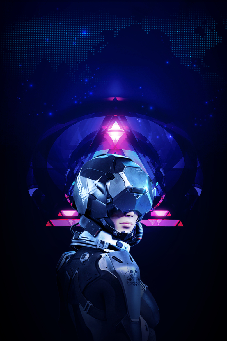 蓝色科幻人工智能科技展示海报免抠素材免费下载_觅元素51yuansu.com