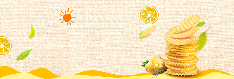 橙色清新零食薯条薯片食品电商banner