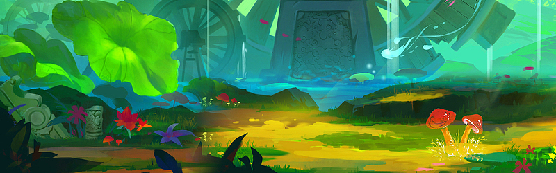 绿色梦幻卡通场景梦幻森林旅游banner