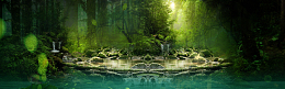 奇幻森林绿色设计背景