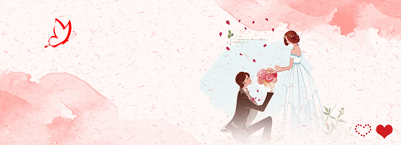 清新水彩结婚季宣传banner