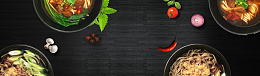 中国美食简约黑色banner