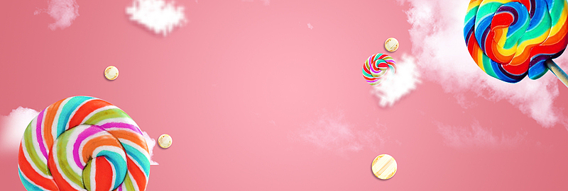 棒棒糖美食云层文艺小清新粉色banner