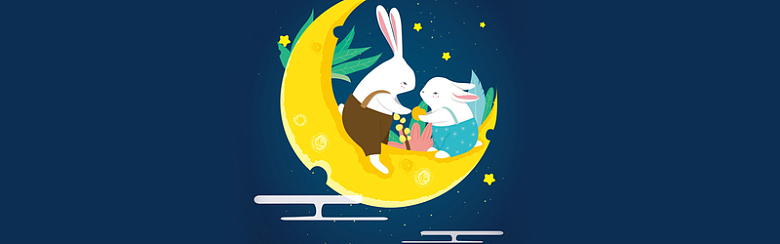 月亮小兔子中秋节背景