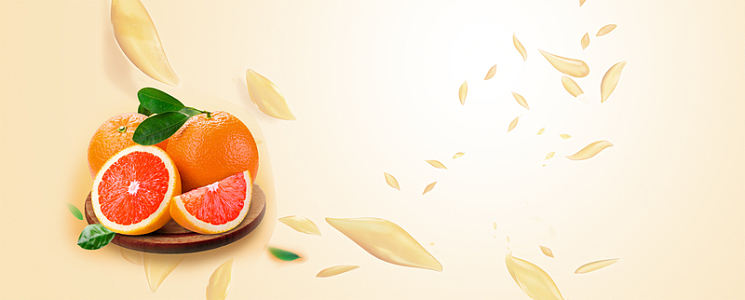 美味橙子手绘简约渐变黄色banner