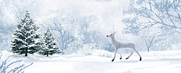 圣诞节麋鹿文艺雪地banner