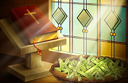 手绘彩色圣经阅读背景素材