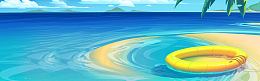 手绘清新海滩旅游海边海报banner