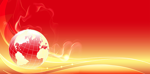 梦幻黄色线条地球红底背景素材
